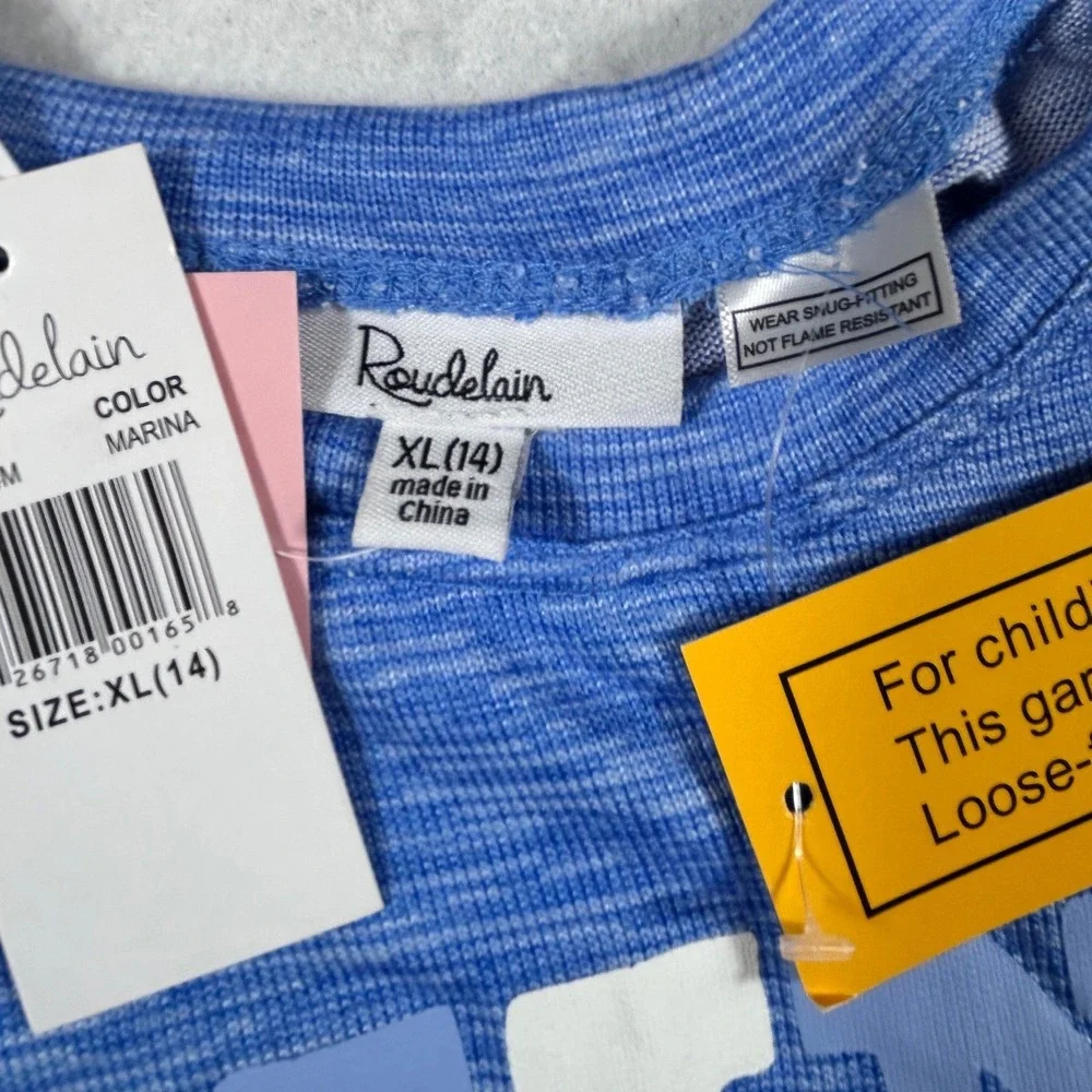 Roudelain Kids Blue Mini Graphic Pajama Set Soft WhisperLuxe XL 14 ECHE004M